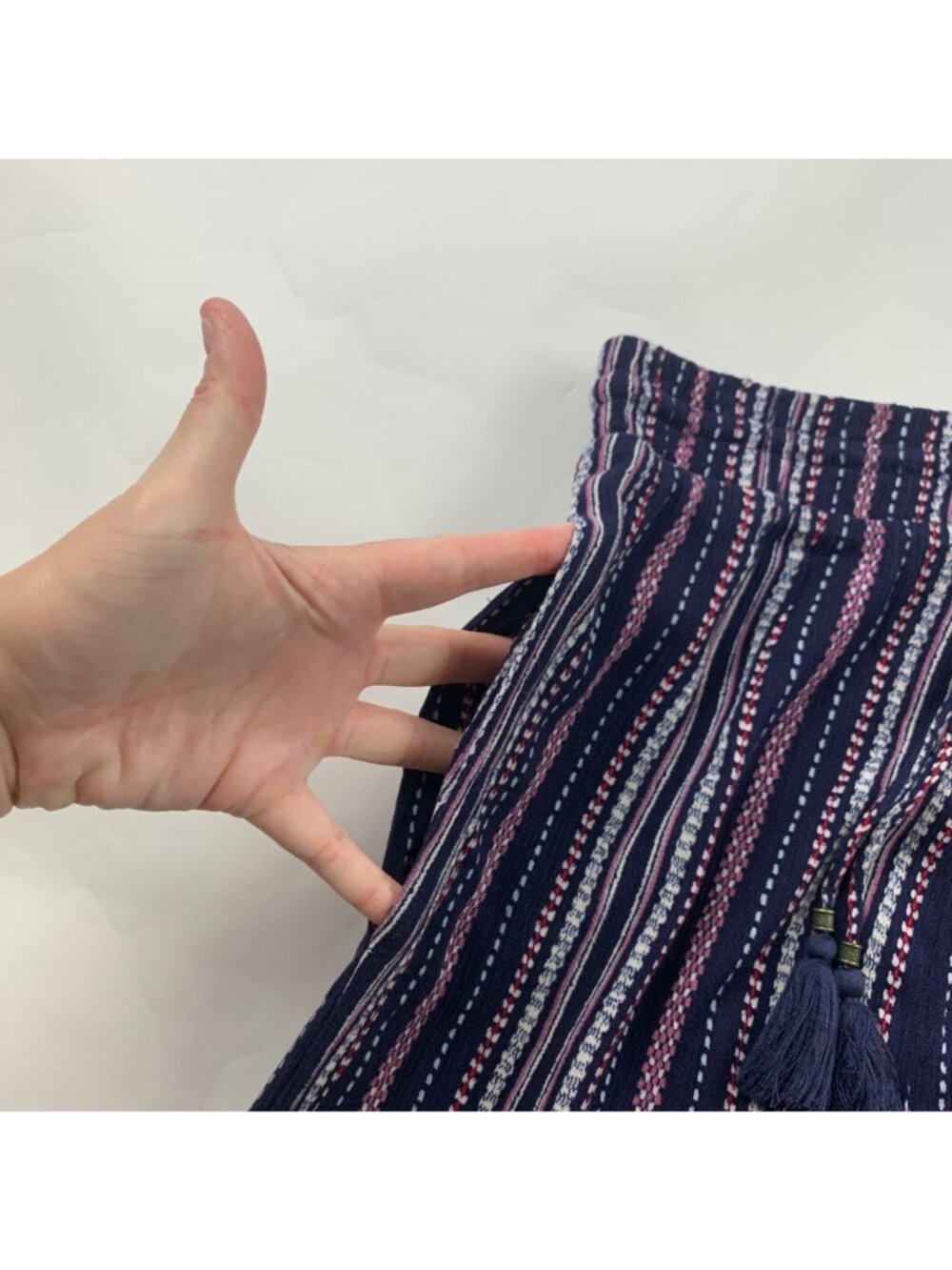 Knox Rose Navy Pink Striped Crinkle Pull On Lounge Pant S - Picture 3 of 7
